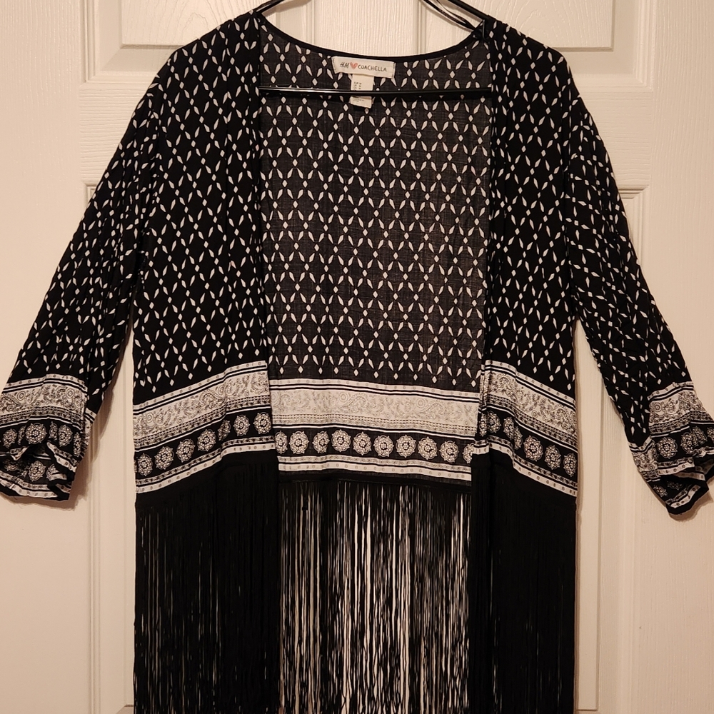 H&M Coachella Collection Cropped Kimono Half Sleeve with Fringe
